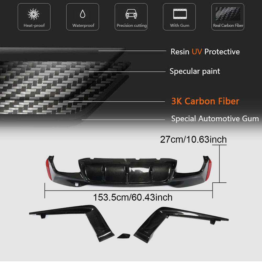 BMW 5 Series G30 G38 M-SPORT 2018-2022 Rear Bumper Diffuser Carbon Fiber-Ahacarbon