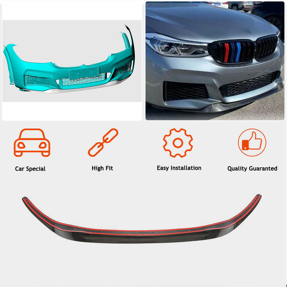 BMW 6 Series G32 630i 640i M-Sport GT 2017-2020 Front Bumper Lip Carbon Fiber-Ahacarbon