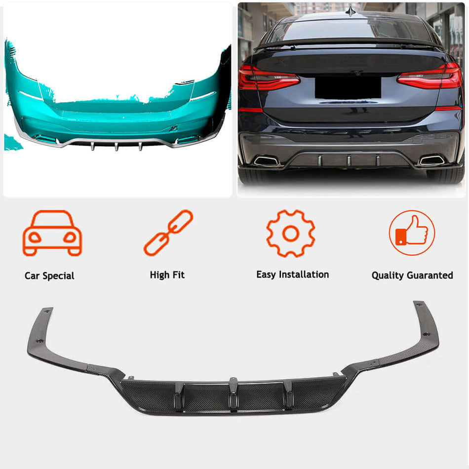BMW 6 Series G32 630i 640i M-Sport GT 2017-2020 Rear Bumper Diffuser Carbon Fiber-Ahacarbon