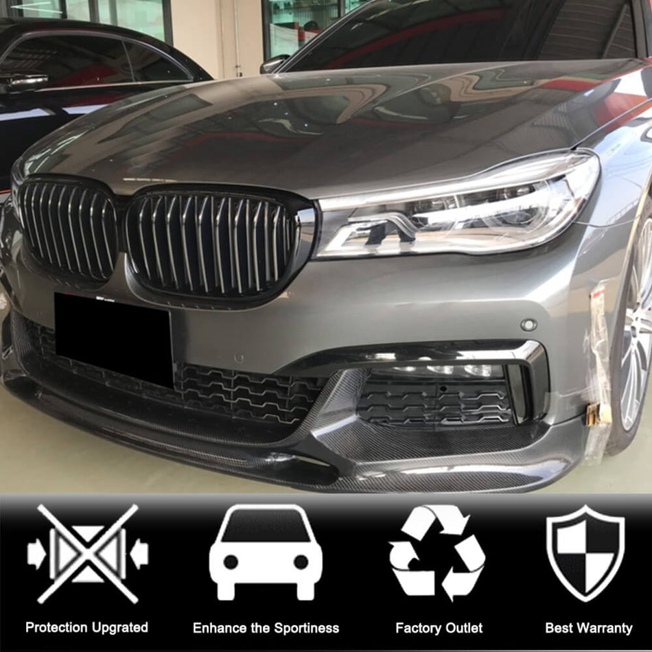 BMW 7 Series G11 730i 740e 750i M Sport M760Li 2016-2019 Front Bumper Lip Carbon Fiber/FRP-Ahacarbon