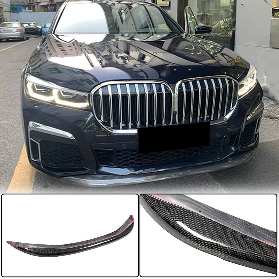BMW 7 Series G11 745e 750i M Sport M760Li LCI 2019-2022 Front Bumper Lip Carbon Fiber-Ahacarbon