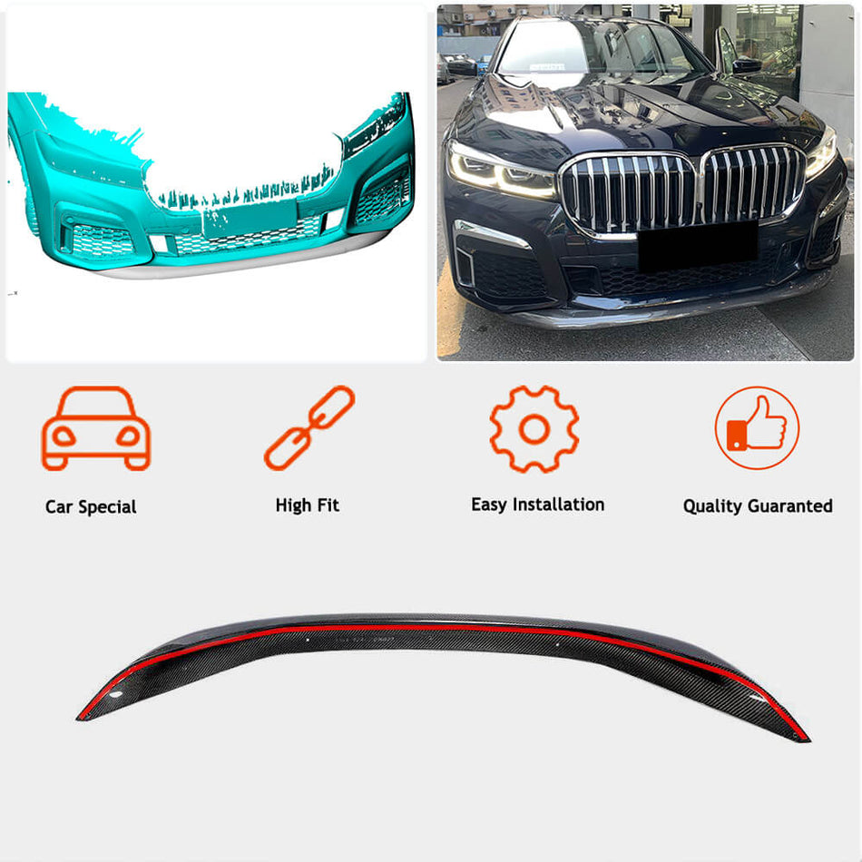 BMW 7 Series G11 745e 750i M Sport M760Li LCI 2019-2022 Front Bumper Lip Carbon Fiber-Ahacarbon