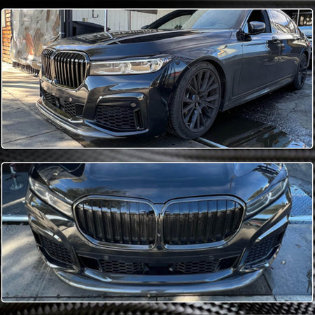 BMW 7 Series G11 745e 750i M Sport M760Li LCI 2019-2022 Front Bumper Lip Carbon Fiber-Ahacarbon