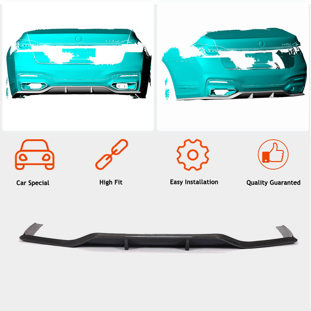 BMW 7 Series G11 745e 750i M Sport M760Li LCI 2019- 2022 Rear Bumper Diffuser Carbon Fiber-Ahacarbon