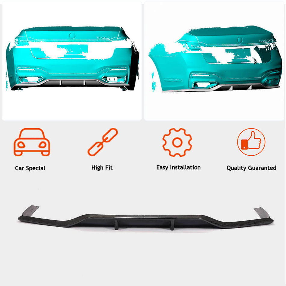 BMW 7 Series G11 745e 750i M Sport M760Li LCI 2019- 2022 Rear Bumper Diffuser Carbon Fiber-Ahacarbon