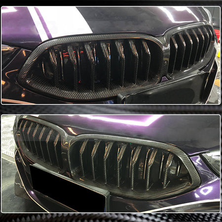 BMW 8 Series G14 G15 G16 840i M850i 2018-2022 Front Bumper Kidney Grille Dry Carbon Fiber-Ahacarbon