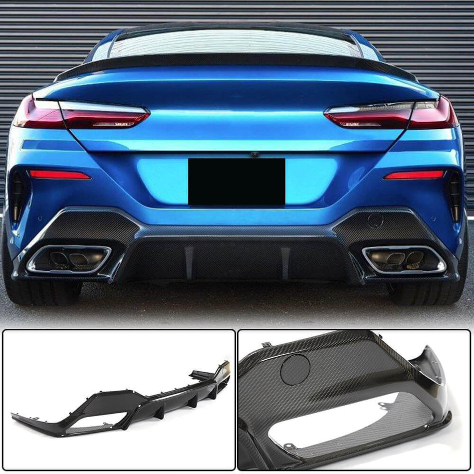 BMW 8 Series G14 G15 M850i xDrive 2018-2022 Rear Bumper Diffuser Dry Carbon Fiber-Ahacarbon