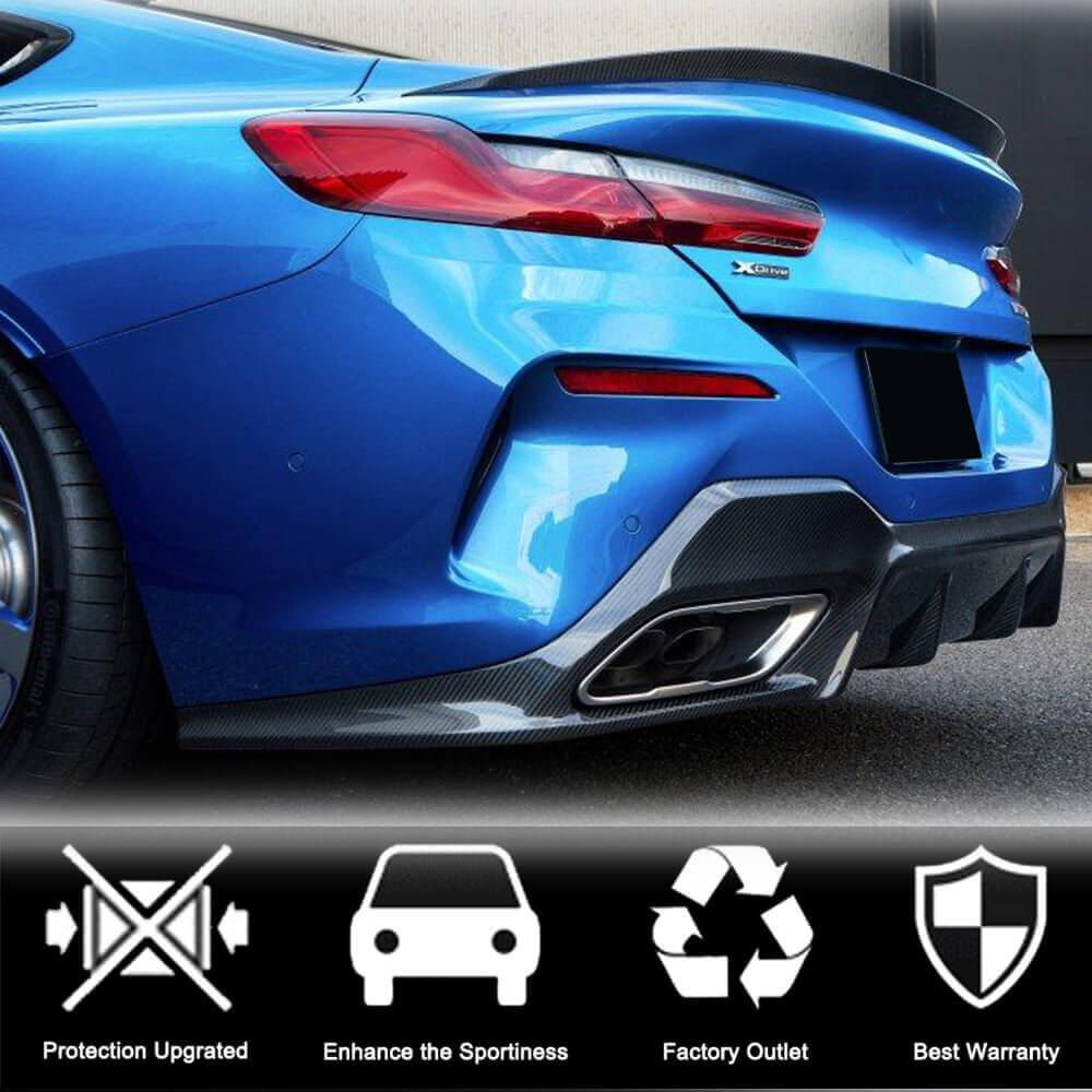 BMW 8 Series G14 G15 M850i xDrive 2018-2022 Rear Bumper Diffuser Dry Carbon Fiber-Ahacarbon