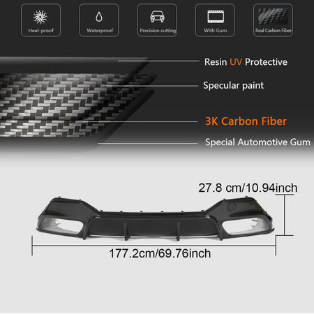 BMW 8 Series G14 G15 M850i xDrive 2018-2022 Rear Bumper Diffuser Dry Carbon Fiber-Ahacarbon