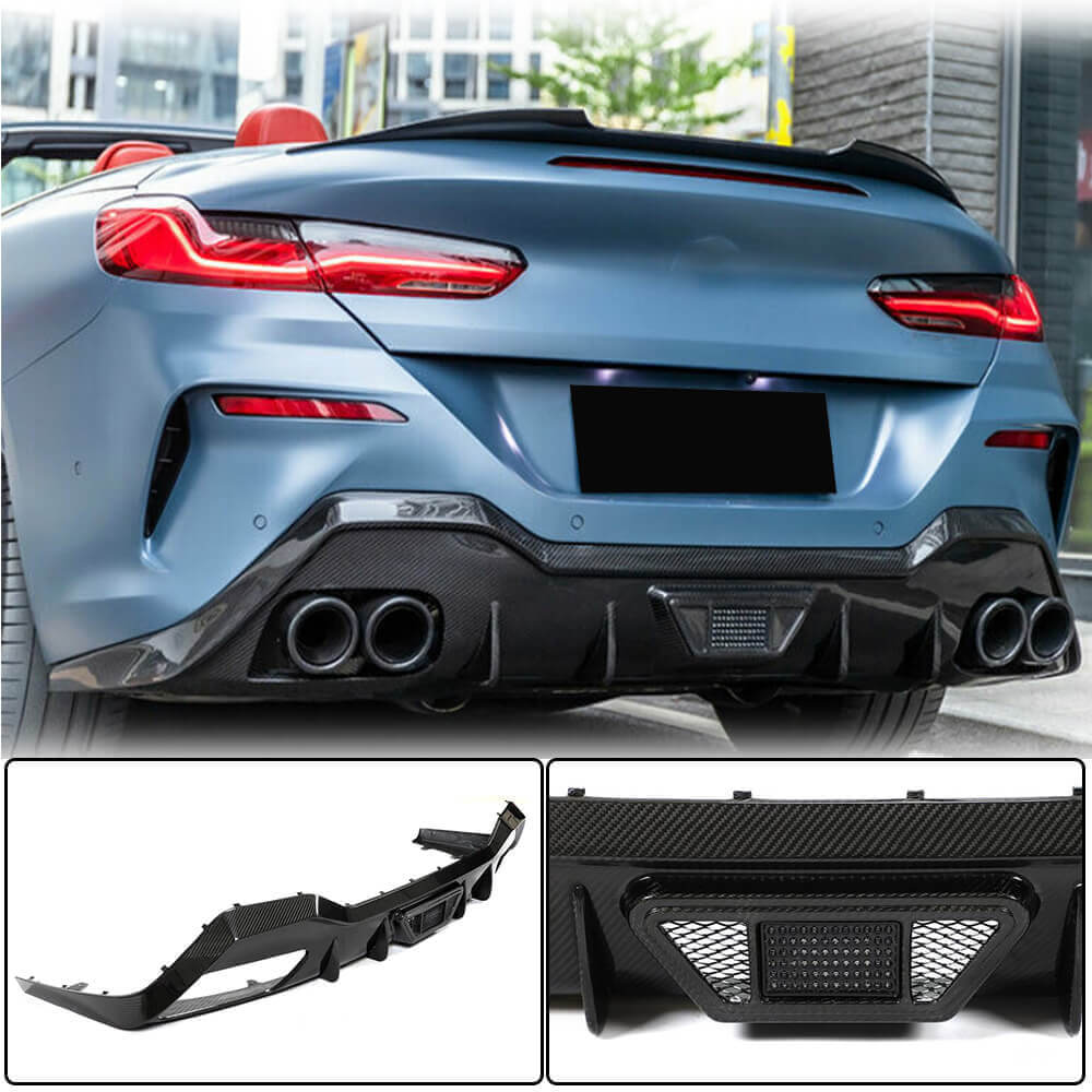 BMW 8 Series G14 G15 M850i 2018-2022 Rear Bumper Diffuser Dry Carbon Fiber-Ahacarbon
