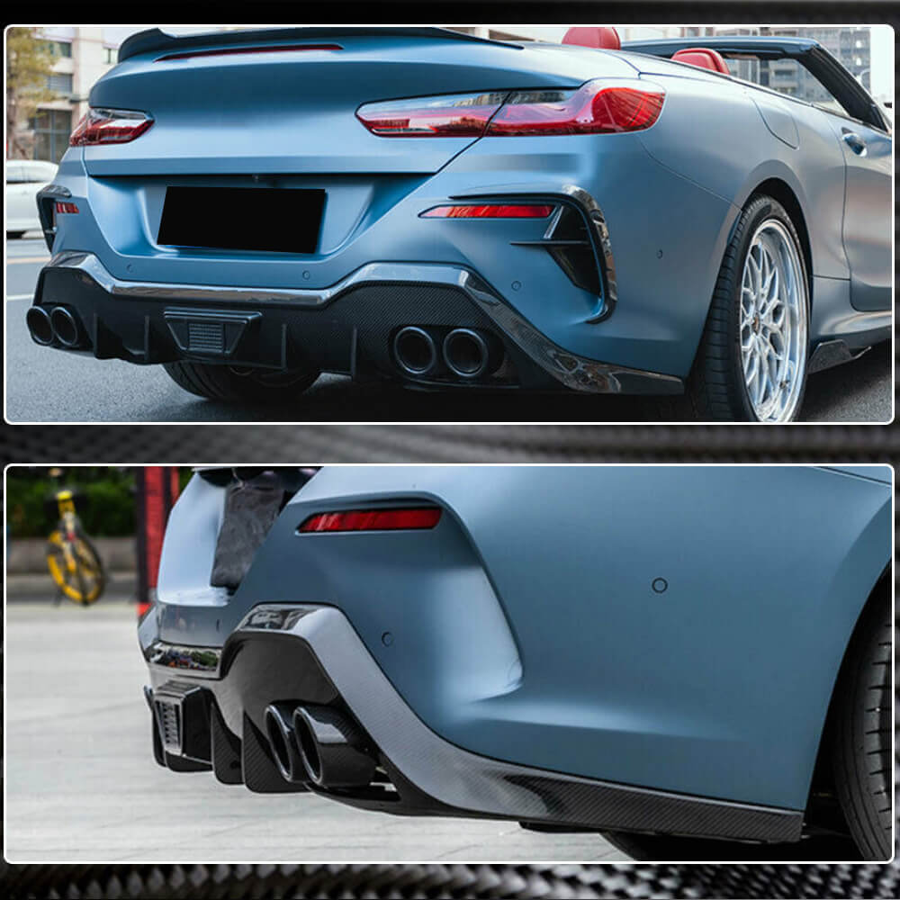 BMW 8 Series G14 G15 M850i 2018-2022 Rear Bumper Diffuser Dry Carbon Fiber-Ahacarbon