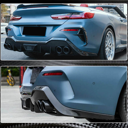 BMW 8 Series G14 G15 M850i 2018-2022 Rear Bumper Diffuser Dry Carbon Fiber-Ahacarbon