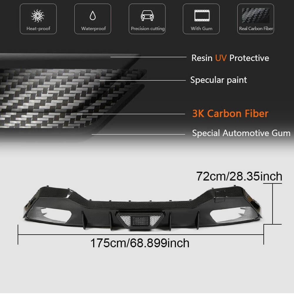 BMW 8 Series G14 G15 M850i 2018-2022 Rear Bumper Diffuser Dry Carbon Fiber-Ahacarbon