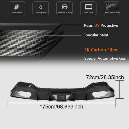 BMW 8 Series G14 G15 M850i 2018-2022 Rear Bumper Diffuser Dry Carbon Fiber-Ahacarbon