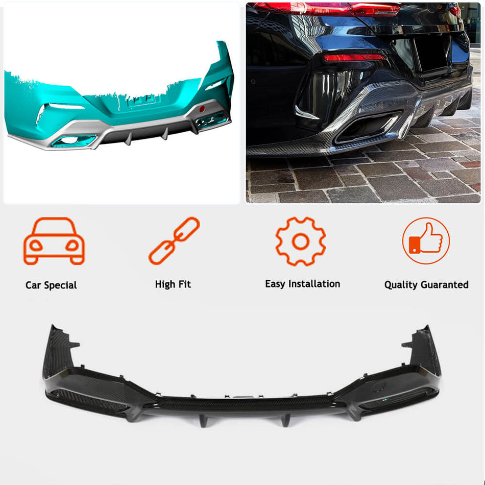 BMW 8 Series G16 840i M Sport 2018-2021 Rear Bumper Diffuser Dry Carbon Fiber-Ahacarbon