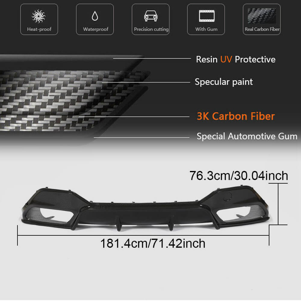 BMW 8 Series G16 840i M Sport 2018-2021 Rear Bumper Diffuser Dry Carbon Fiber-Ahacarbon