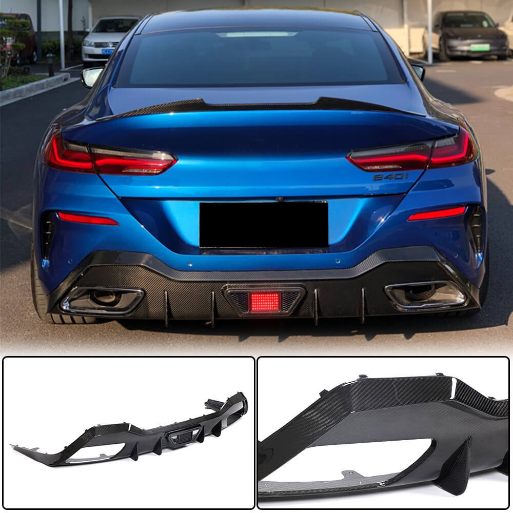 BMW 8 Series G16 M850i xDrive 2018-2021 Rear Bumper Diffuser Dry Carbon Fiber-Ahacarbon
