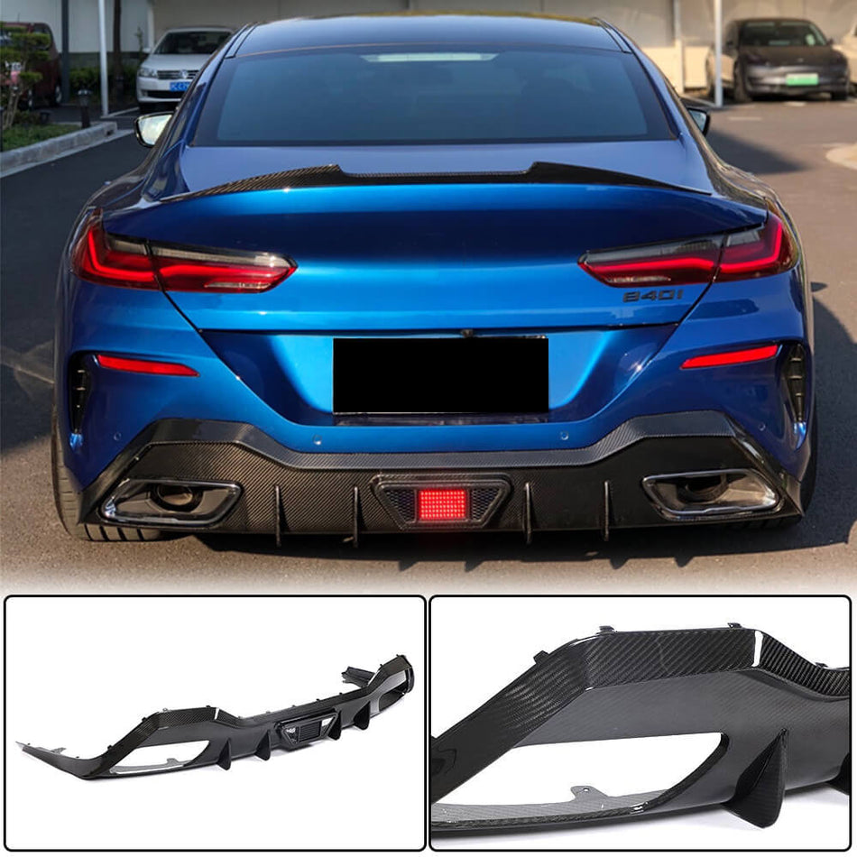 BMW 8 Series G16 M850i xDrive 2018-2021 Rear Bumper Diffuser Dry Carbon Fiber-Ahacarbon