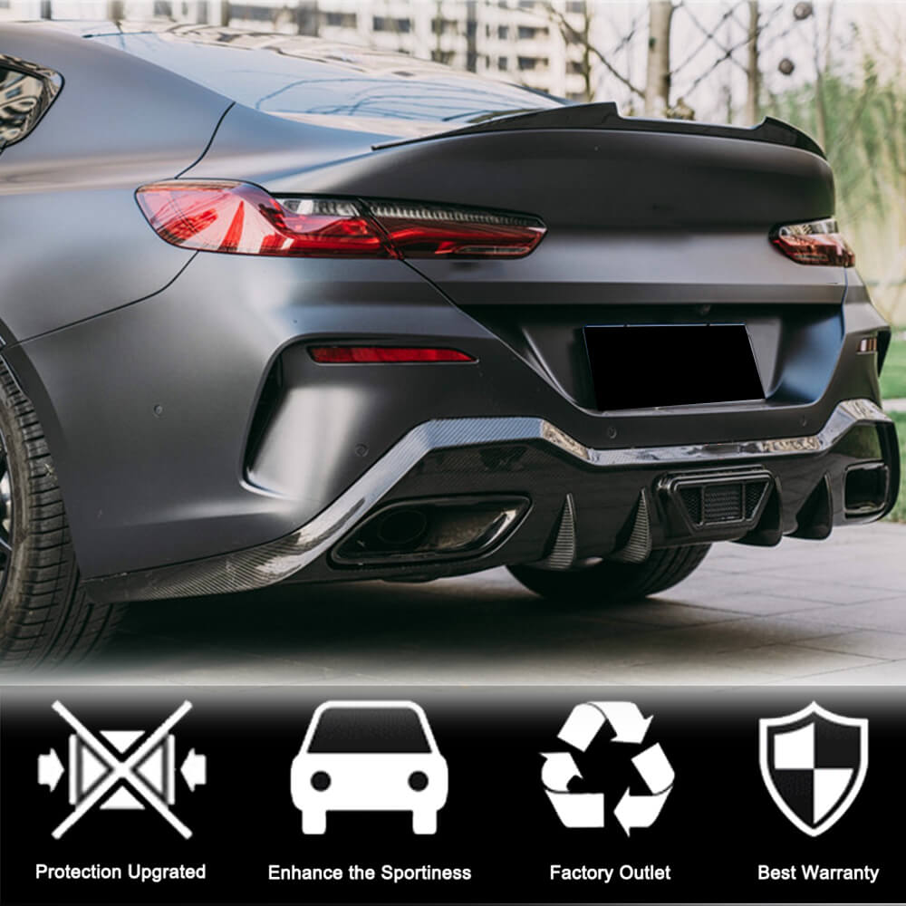 BMW 8 Series G16 M850i xDrive 2018-2021 Rear Bumper Diffuser Dry Carbon Fiber-Ahacarbon