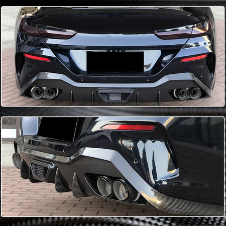 BMW 8 Series G16 M850i xDrive 2018-2021 Rear Bumper Diffuser Dry Carbon Fiber-Ahacarbon