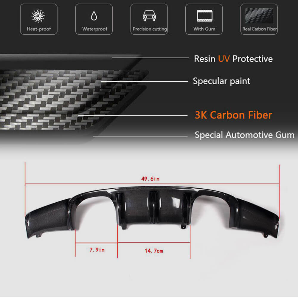BMW 3 Series E92 E93 M3 2008-2013 Rear Bumper Diffuser Carbon Fiber/FRP-Ahacarbon