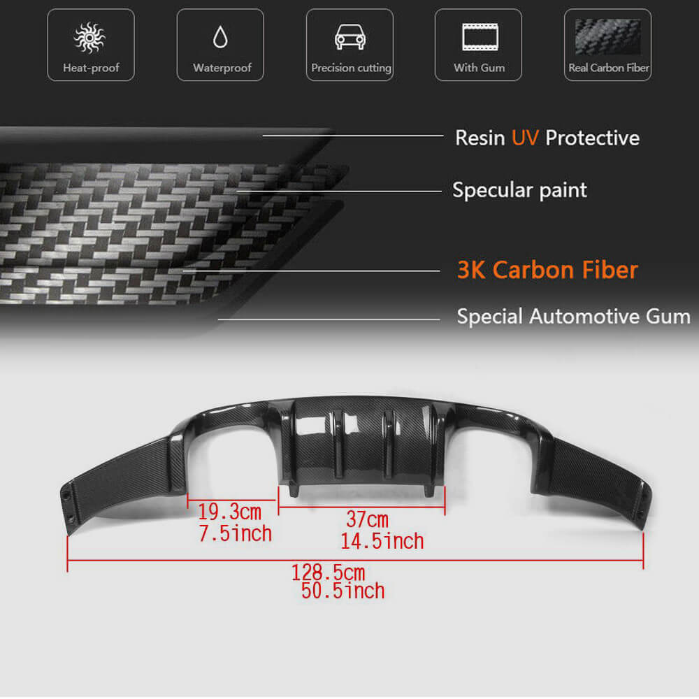 BMW 3 Series E92 E93 M3 2008-2013 Rear Bumper Diffuser Carbon Fiber-Ahacarbon