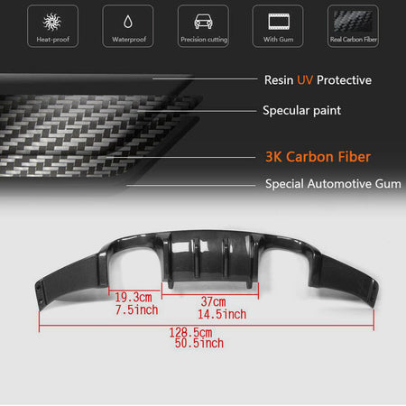 BMW 3 Series E92 E93 M3 2008-2013 Rear Bumper Diffuser Carbon Fiber-Ahacarbon