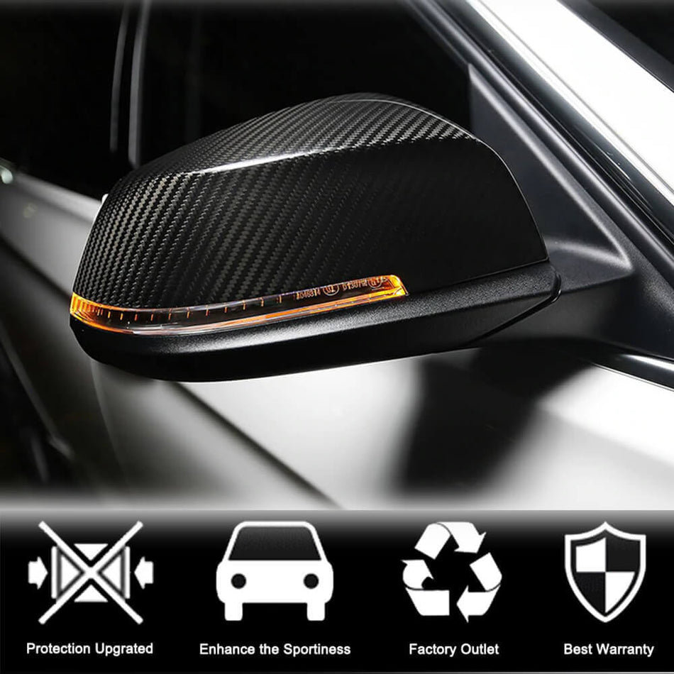 BMW F10 F11 F06 F12 F13 F01 F02 Mirror Covers Replacement Carbon Fiber-Ahacarbon