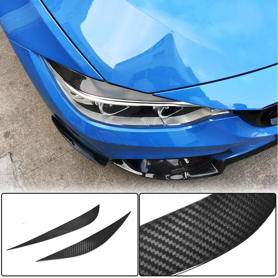 BMW F32 F33 F36 F80 M3 F82 F83 M4 Headlight Eyebrows Lamp Eyelids Dry Carbon Fiber-Ahacarbon