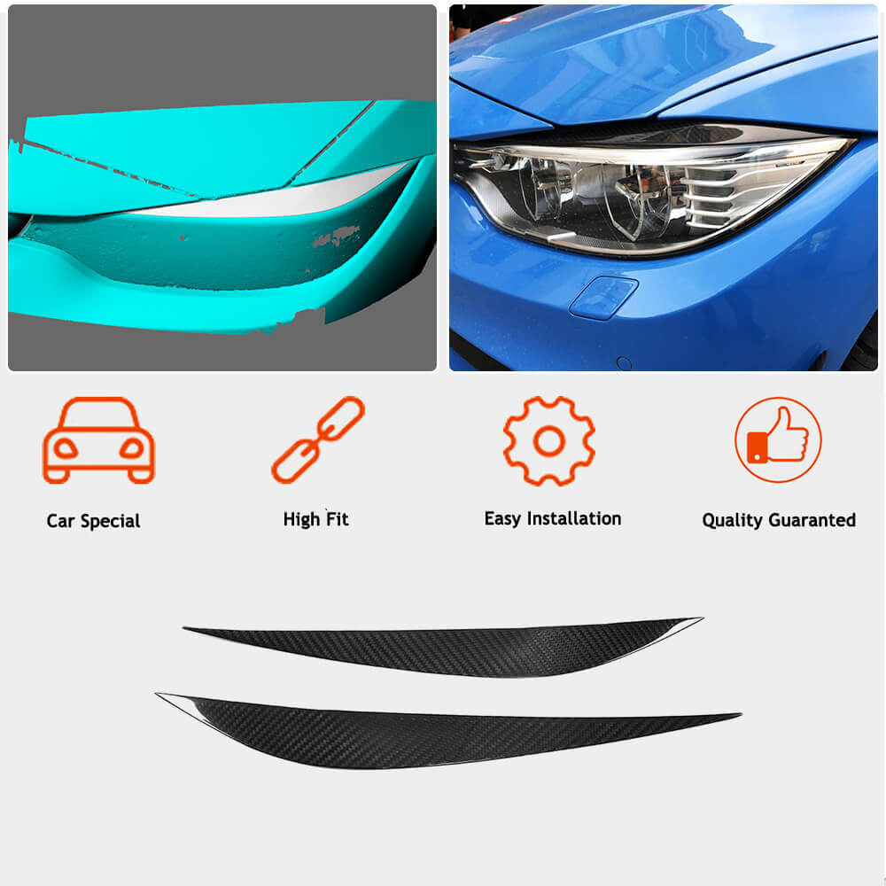 BMW F32 F33 F36 F80 M3 F82 F83 M4 Headlight Eyebrows Lamp Eyelids Dry Carbon Fiber-Ahacarbon