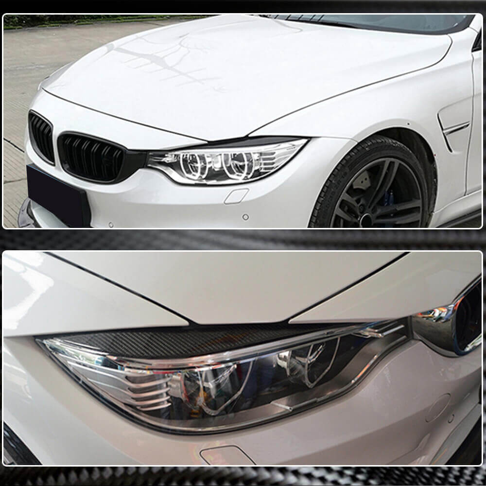 BMW F32 F33 F36 F80 M3 F82 F83 M4 Headlight Eyebrows Lamp Eyelids Dry Carbon Fiber-Ahacarbon