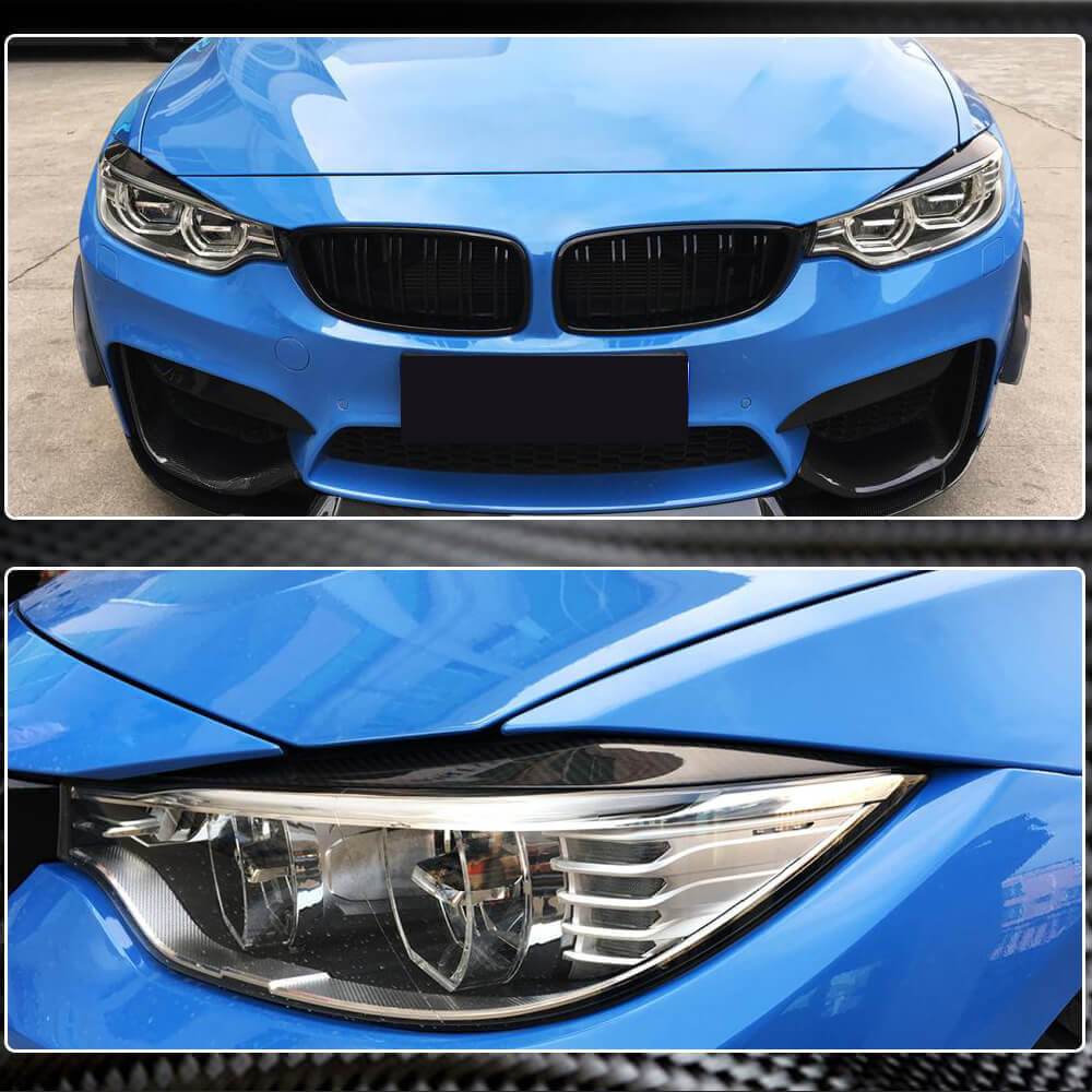 BMW F32 F33 F36 F80 M3 F82 F83 M4 Headlight Eyebrows Lamp Eyelids Dry Carbon Fiber-Ahacarbon