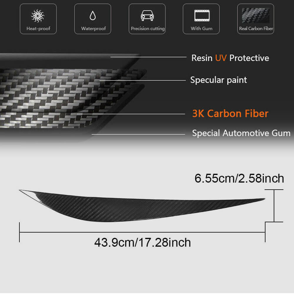 BMW F32 F33 F36 F80 M3 F82 F83 M4 Headlight Eyebrows Lamp Eyelids Dry Carbon Fiber-Ahacarbon