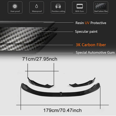 BMW F80 M3 F82 F83 M4 2014-2019 Front Bumper Lip Carbon Fiber-Ahacarbon