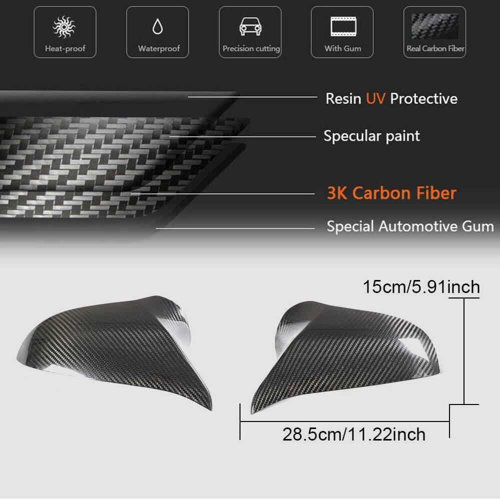 BMW F80 M3 F82 F83 M4 2014-2020 Mirror Covers Add-on Style Dry Carbon Fiber-Ahacarbon