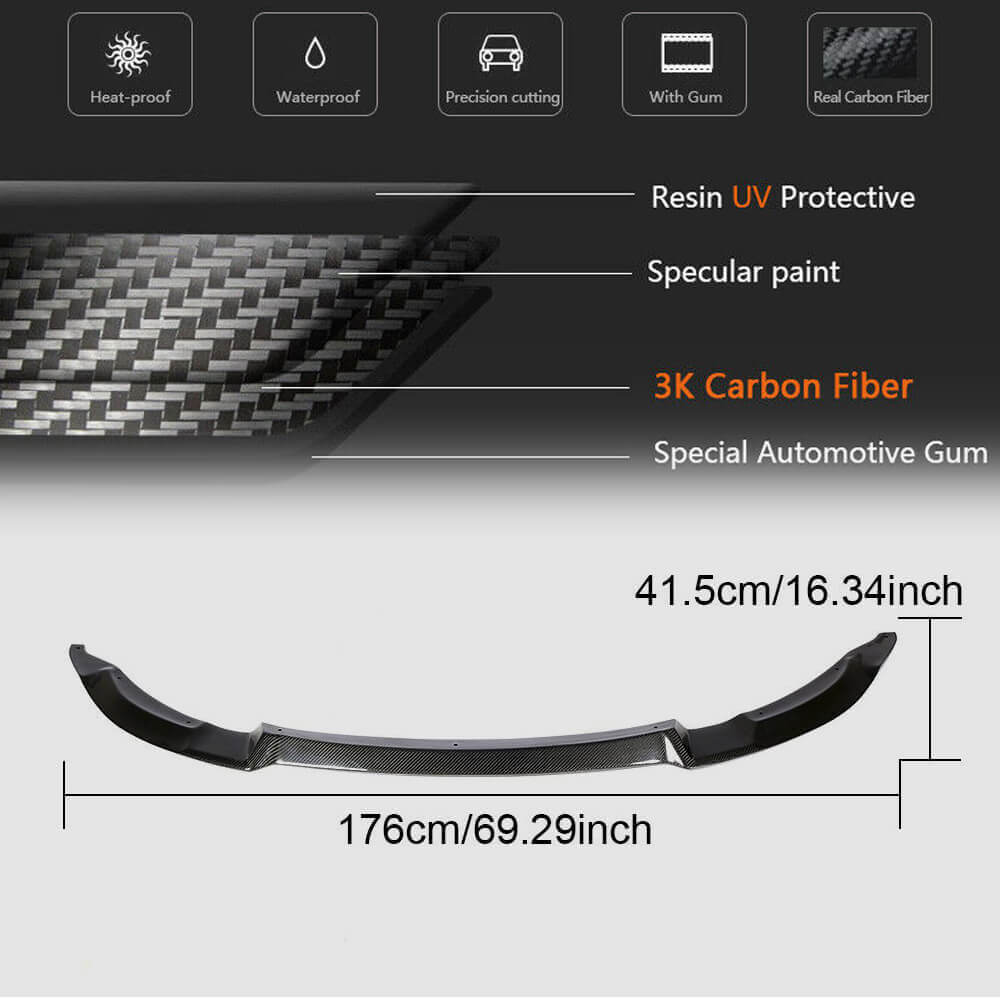 BMW F80 M3 F82 F83 M4 2014-2020 Front Bumper Lip Carbon Fiber-Ahacarbon