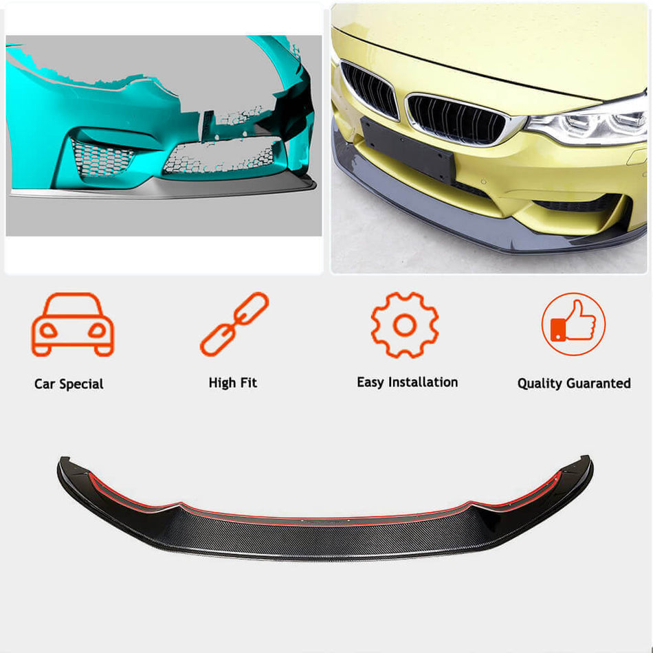 BMW F80 M3 F82 F83 M4 2014-2019 Front Bumper Lip Carbon Fiber-Ahacarbon