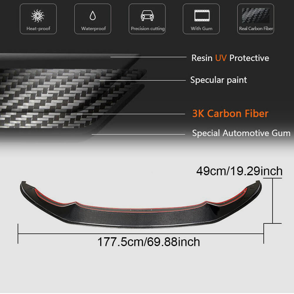 BMW F80 M3 F82 F83 M4 2014-2019 Front Bumper Lip Carbon Fiber-Ahacarbon