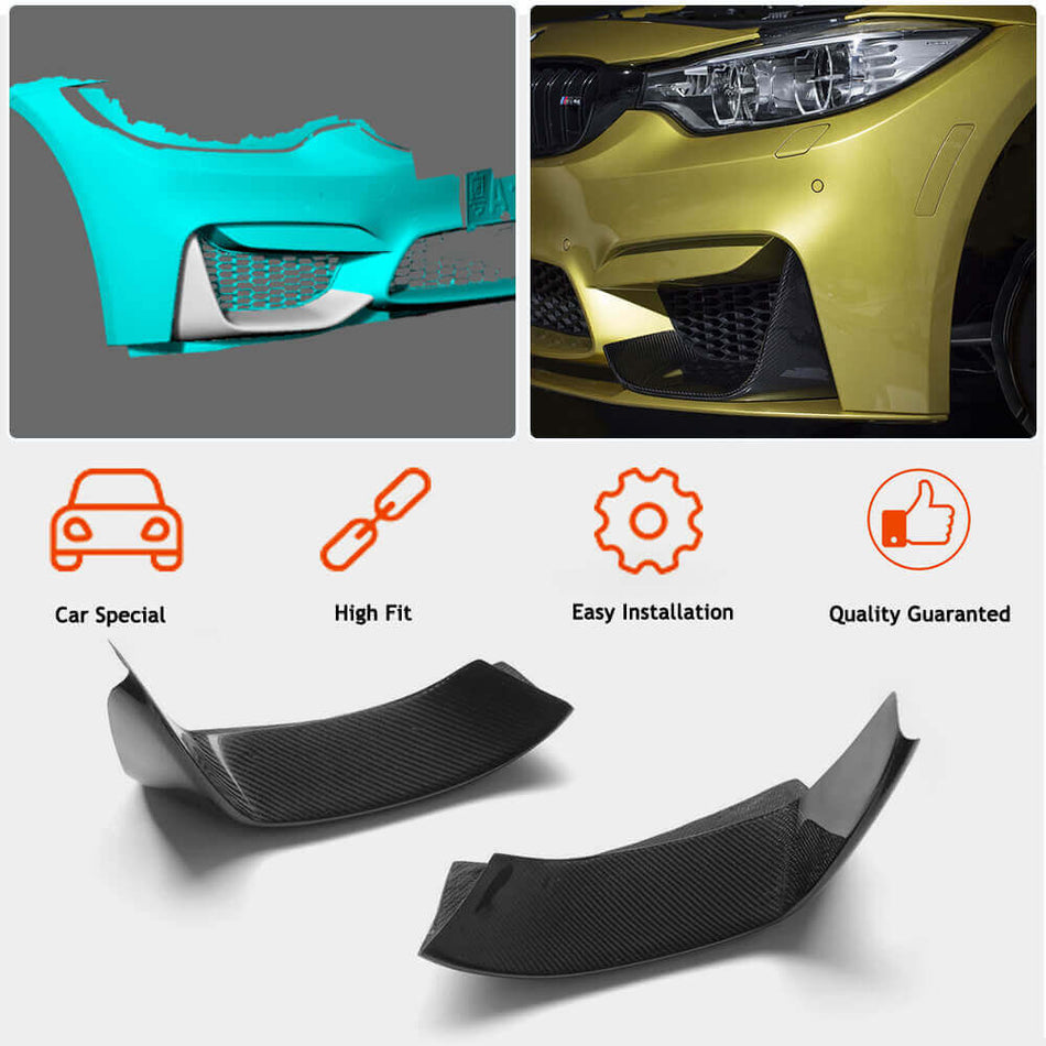 BMW F80 M3 F82 F83 M4 2014-2020 Front Bumper Splitters Carbon Fiber/FRP-Ahacarbon