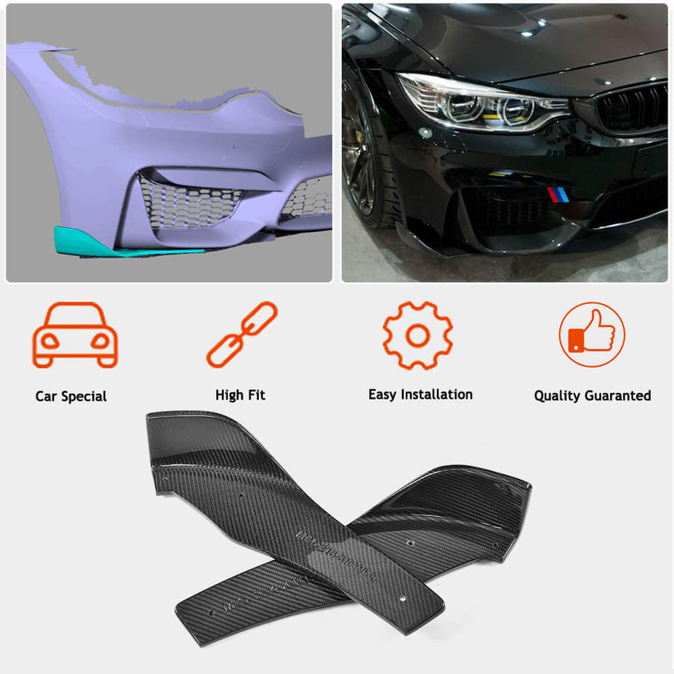 BMW F80 M3 F82 F83 M4 2014-2020 Front Bumper Splitters Carbon Fiber-Ahacarbon