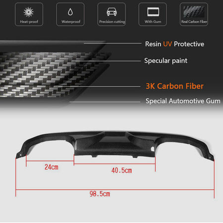 BMW F80 M3 F82 F83 M4 2014-2020 Rear Bumper Diffuser Carbon Fiber-Ahacarbon