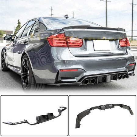 BMW F80 M3 F82 F83 M4 2014-2020 Rear Bumper Diffuser With Brake Light Carbon Fiber-Ahacarbon