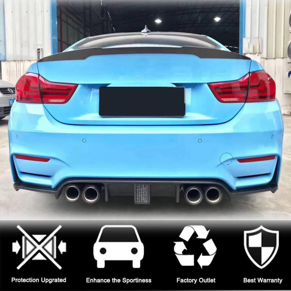 BMW F80 M3 F82 F83 M4 2014-2020 Rear Bumper Diffuser With Brake Light Carbon Fiber-Ahacarbon
