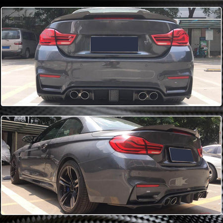BMW F80 M3 F82 F83 M4 2014-2020 Rear Bumper Diffuser With Brake Light Carbon Fiber-Ahacarbon
