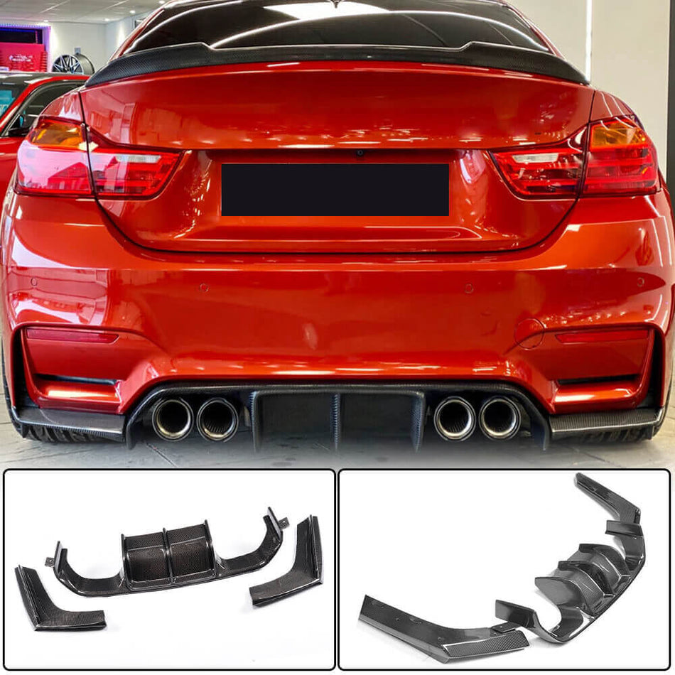 BMW F80 M3 F82 F83 M4 2014-2020 Rear Bumper Diffuser Lip Carbon Fiber-Ahacarbon