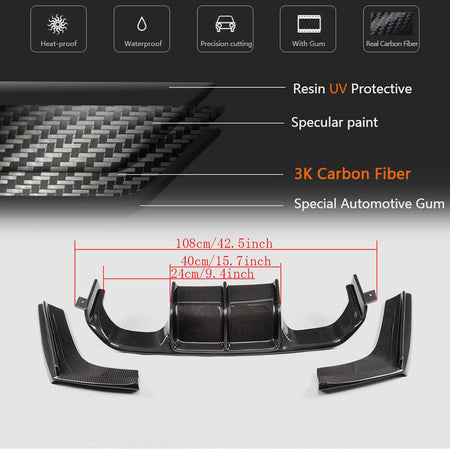 BMW F80 M3 F82 F83 M4 2014-2020 Rear Bumper Diffuser Lip Carbon Fiber-Ahacarbon