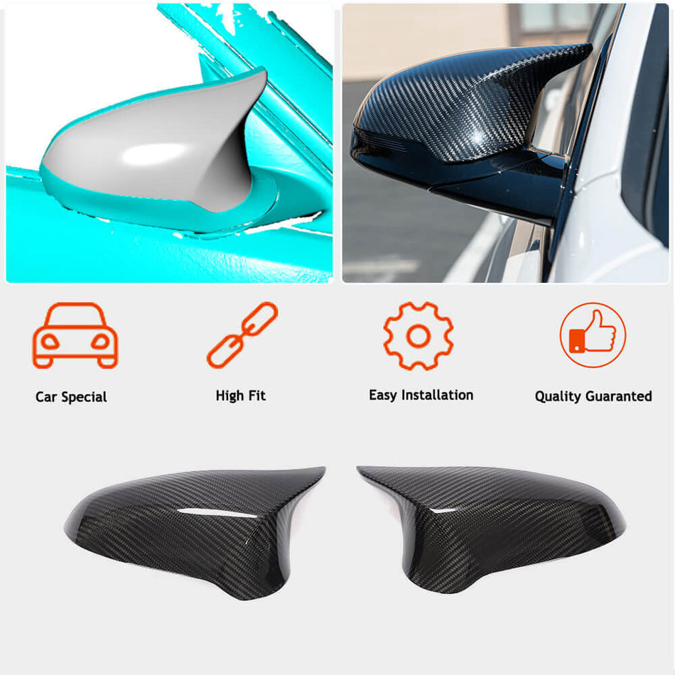 BMW F80 M3 F82 F83 M4 F87 M2C 2014-2020 Mirror Covers Pair Replacement Dry Carbon Fiber-Ahacarbon