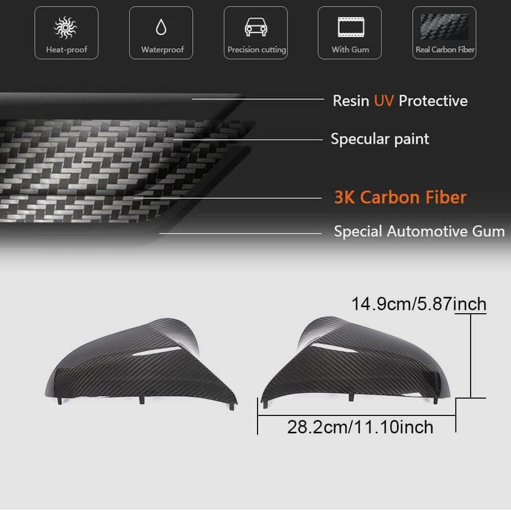 BMW F80 M3 F82 F83 M4 F87 M2C 2014-2020 Mirror Covers Pair Replacement Dry Carbon Fiber-Ahacarbon