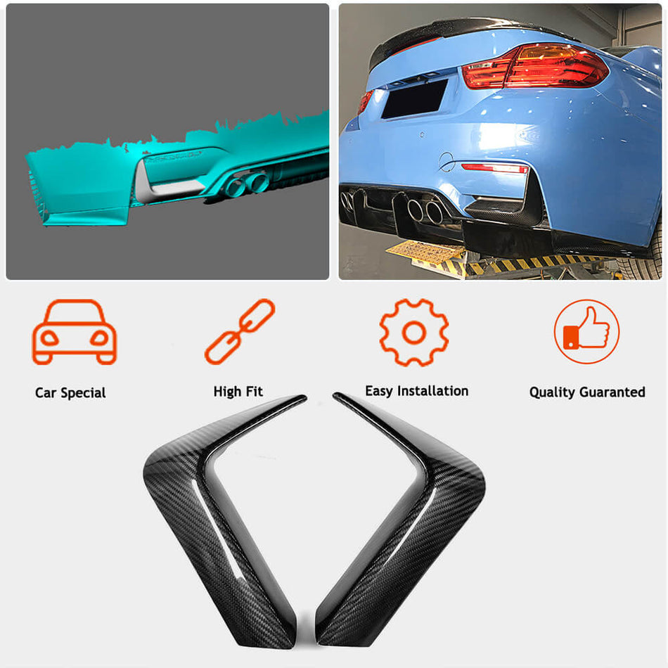 BMW F80 M3 F82 F83 M4 2014-2020 Rear Bumper Splitters DRY Carbon Fiber/FRP-Ahacarbon