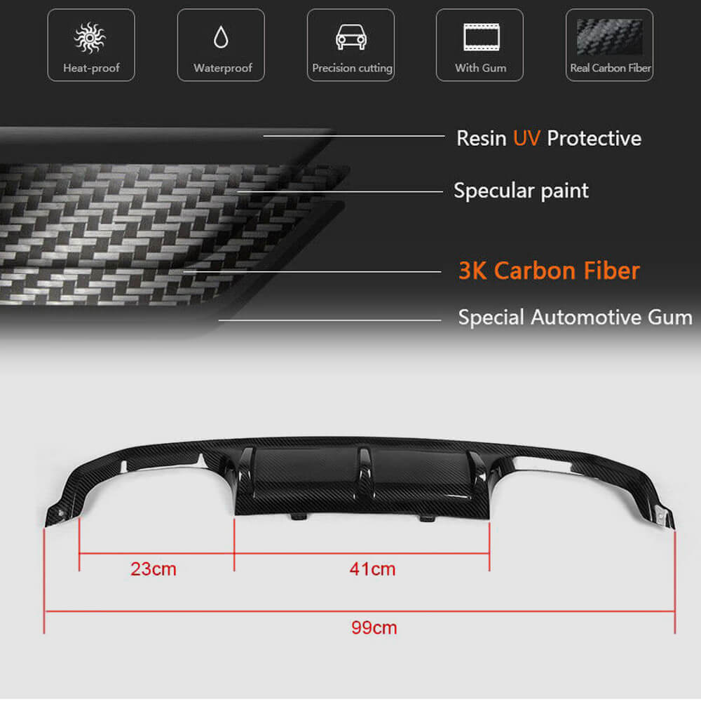 BMW F80 M3 F82 F83 M4 2014-2020 Rear Bumper Diffuser Carbon Fiber/FRP-Ahacarbon